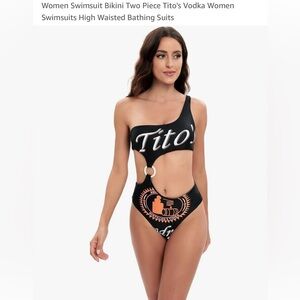 Women One-Shoulder Swimsuit - Black Size M